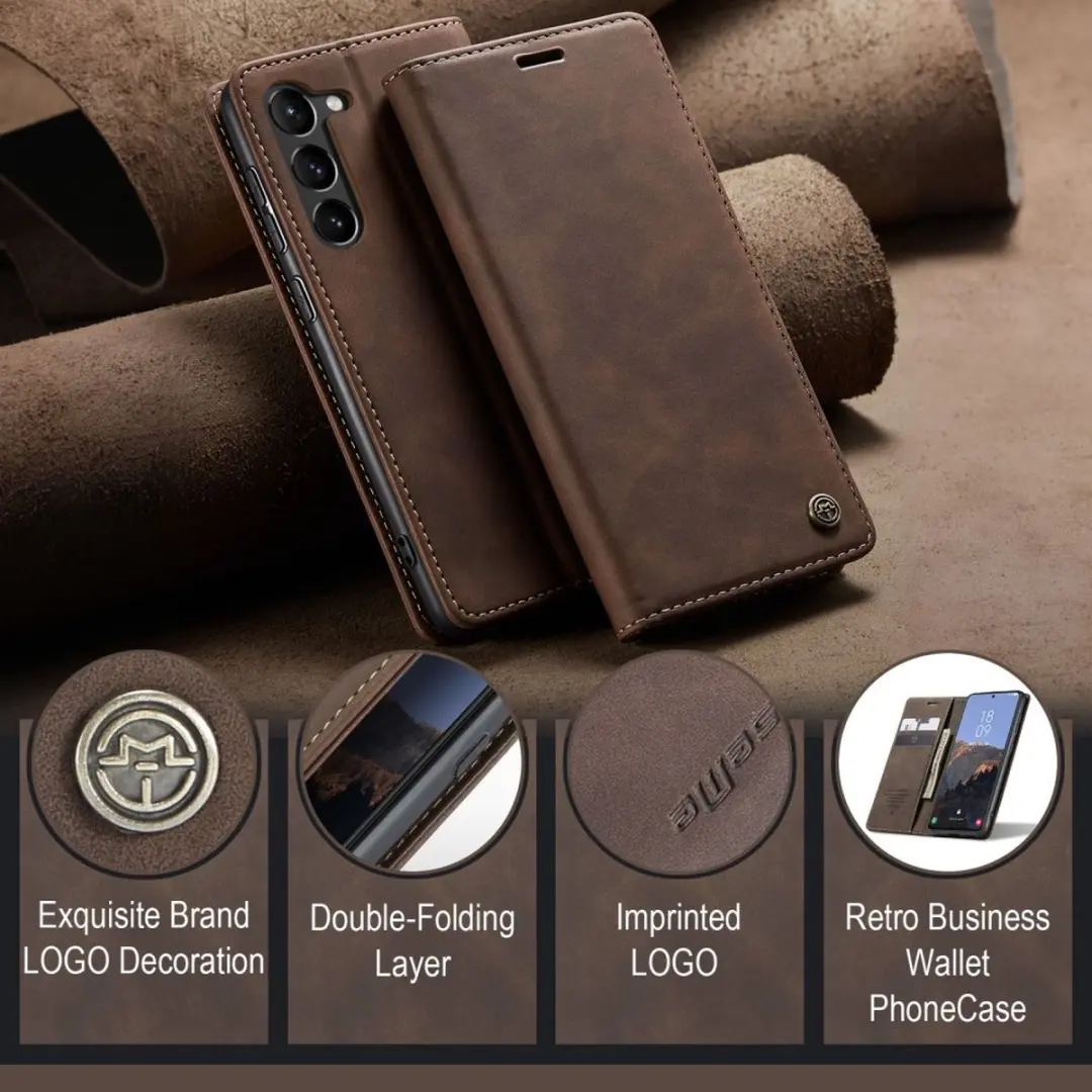 Caseme 013 Book Case Hoesje Samsung Galaxy S24 Plus - Donkerbruin