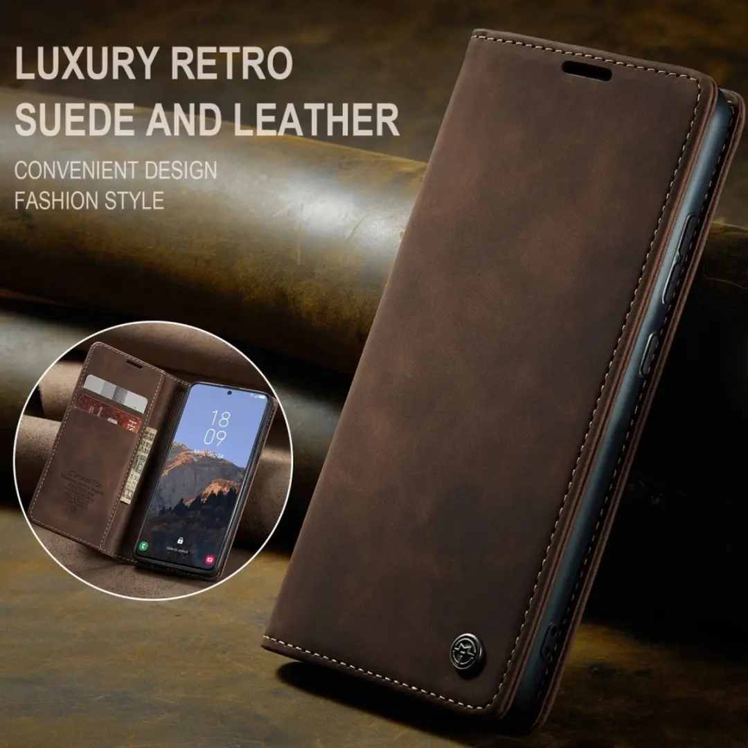 Caseme 013 Book Case Hoesje Samsung Galaxy S24 Plus - Donkerbruin
