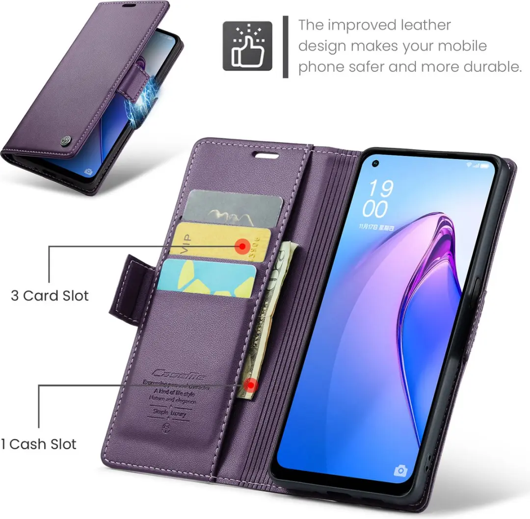 CaseMe Wallet Case OPPO Reno8 5G - Paars