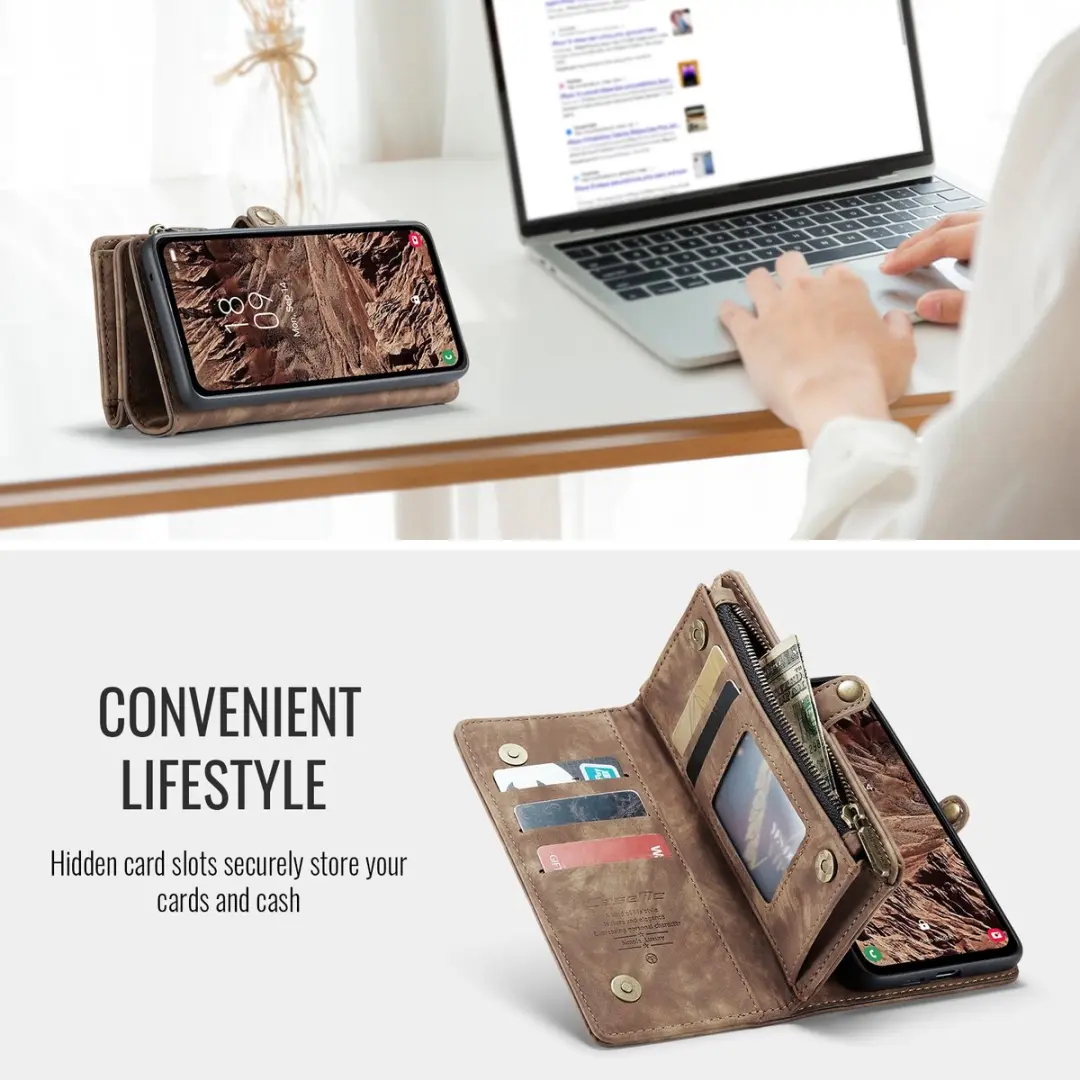 Caseme 008 Hoesje Samsung Galaxy S26 Plus - 2-in-1 Book Case - 8 Pasjes - Bruin