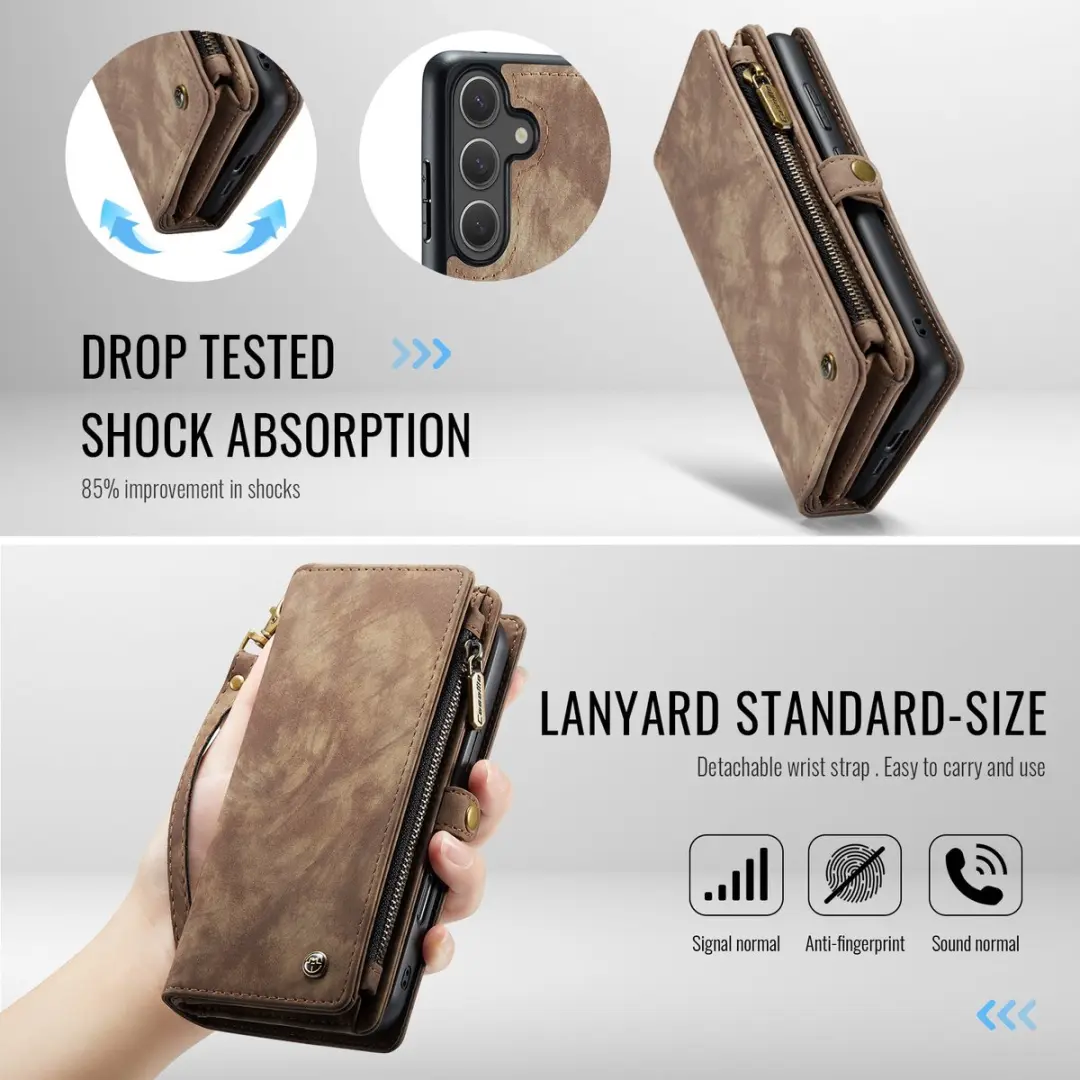 Caseme 008 Hoesje Samsung Galaxy S26 Plus - 2-in-1 Book Case - 8 Pasjes - Bruin