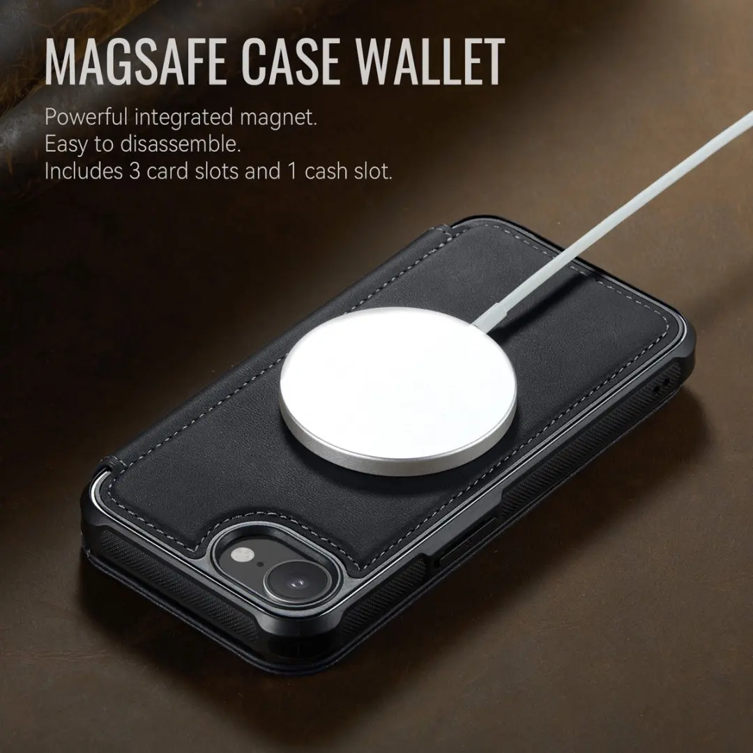 CaseMe 053 Slim Book Case iPhone Hoesje - MagSafe - 3 Pasjes - Zwart