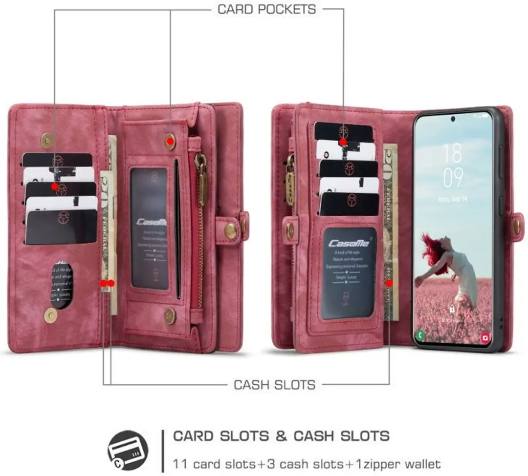 Caseme 008 Book Case Samsung Galaxy S21 FE - 8 Pasjes - Rood