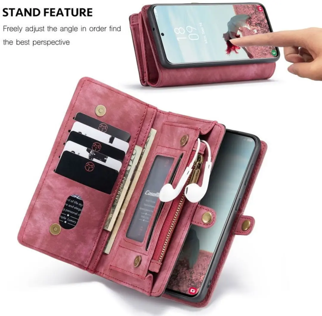 Caseme 008 Book Case Samsung Galaxy S21 FE - 8 Pasjes - Rood - afbeelding 6 van 6