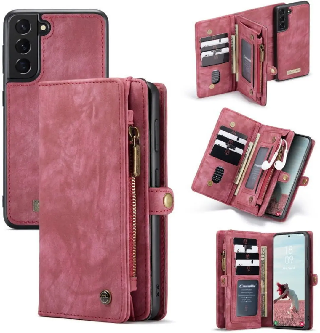 Caseme 008 Book Case Samsung Galaxy S21 FE - 8 Pasjes - Rood