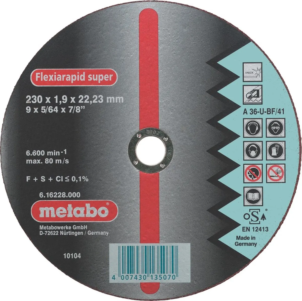 Metabo Doorslijpschijf Flexiamant 180x1,6mm Inox A46-U