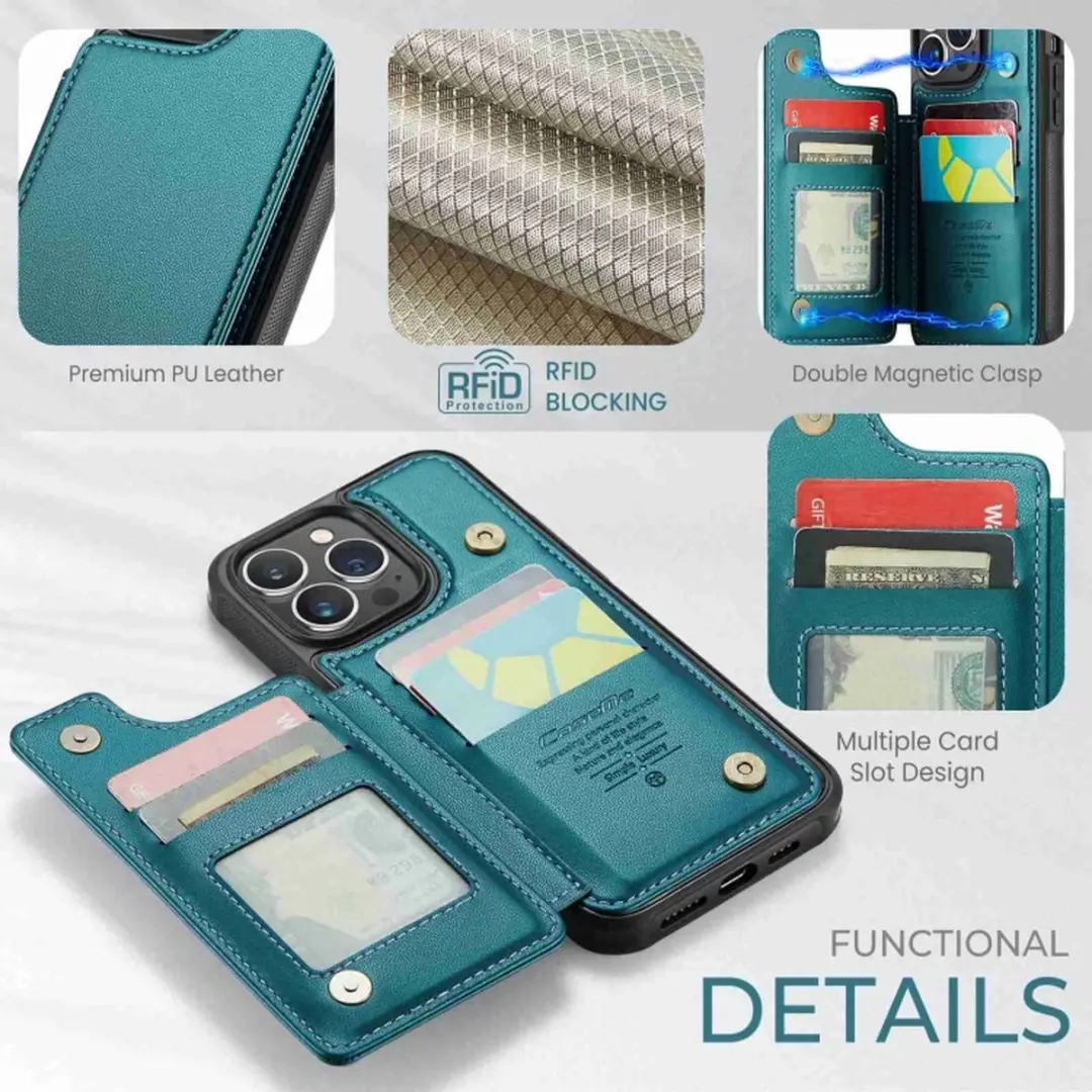 Caseme Portemonnee Backcover iPhone 13 Pro Max - Anti-RFID Groen