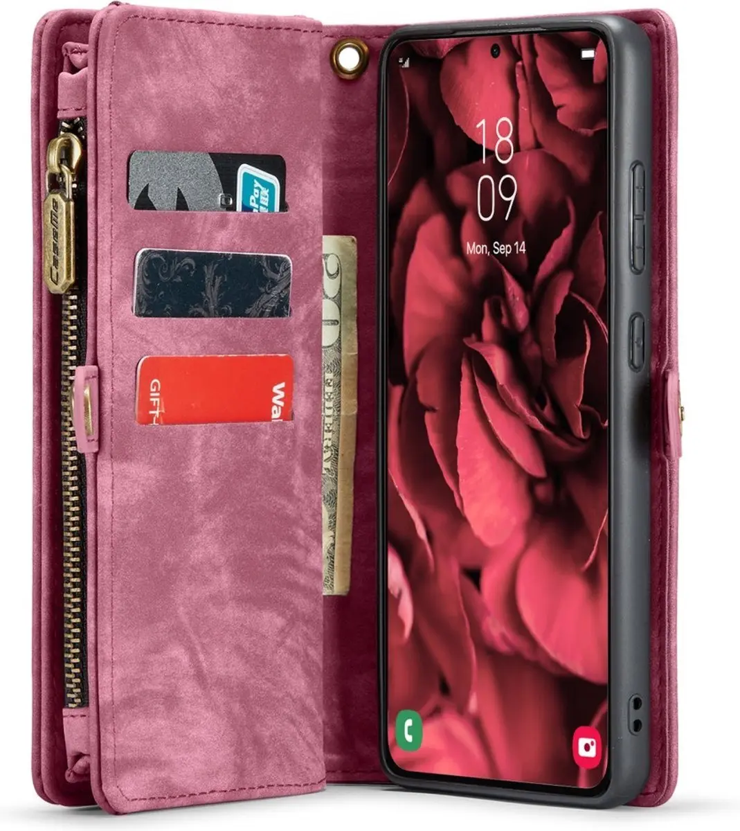 Caseme 008 Hoesje Samsung Galaxy S24 Plus - Pink - 8 Pasjes