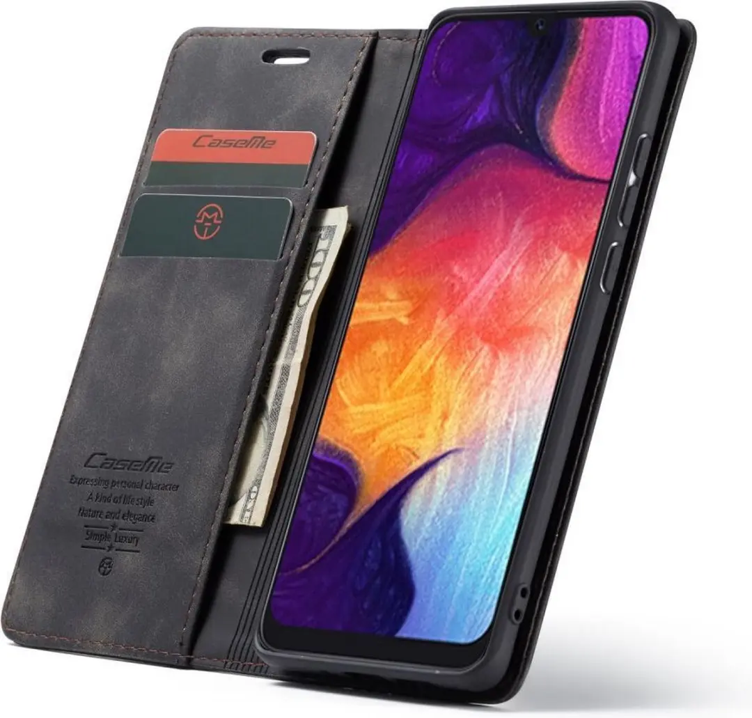 Caseme Book Case A505-34 Hoesje - Samsung Galaxy A50/A30s - 2 Pasjes - Zwart
