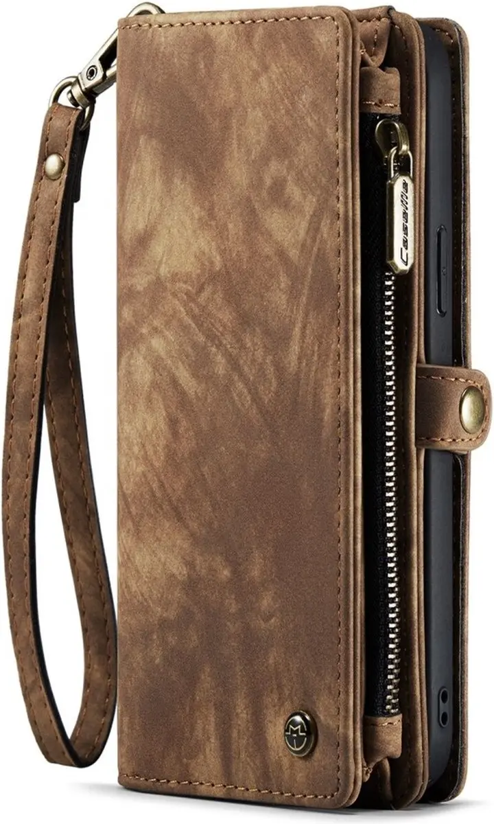 Caseme Vintage 2-in-1 Portemonnee Hoes iPhone 14 Pro Max - 14 Pasjes - Bruin