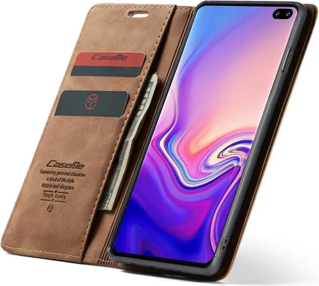 Caseme Book Case Bruin - Samsung Galaxy S10 Hoesje - 2 Pasjes