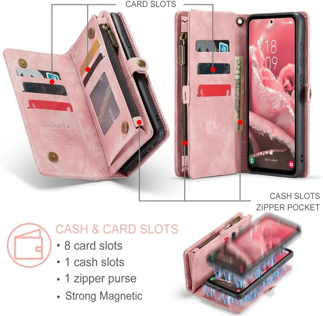 Caseme 008 Hoesje Samsung Galaxy A36 - Roze - 8 Pasjes