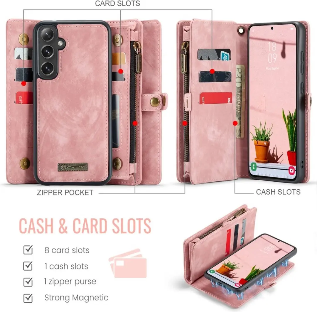Caseme 008 Book Case & Back Cover Samsung Galaxy S24 FE - Roze - 8 Pasjes