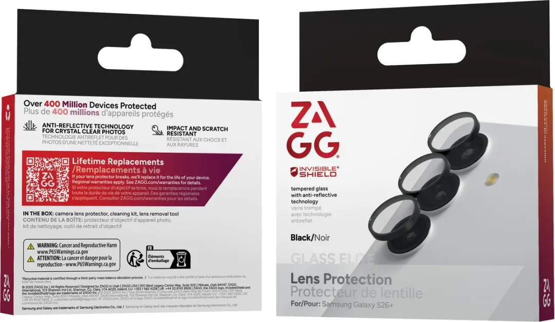 ZAGG Glass Elite Camera Rings Galaxy S26 Plus - Zwart