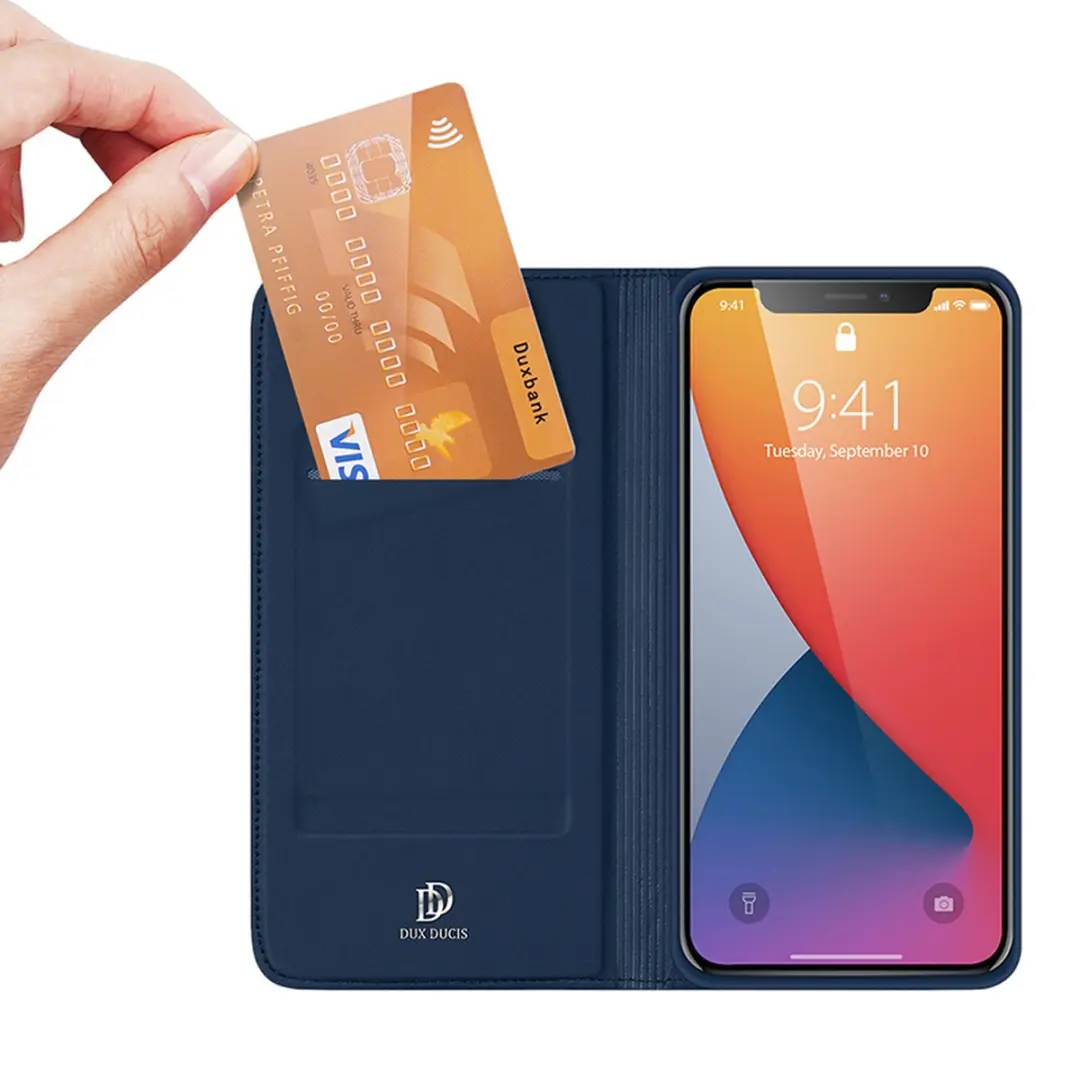 Dux Ducis Pro Serie Slim Wallet Hoes iPhone 12 Pro Max - Blauw - afbeelding 6 van 6
