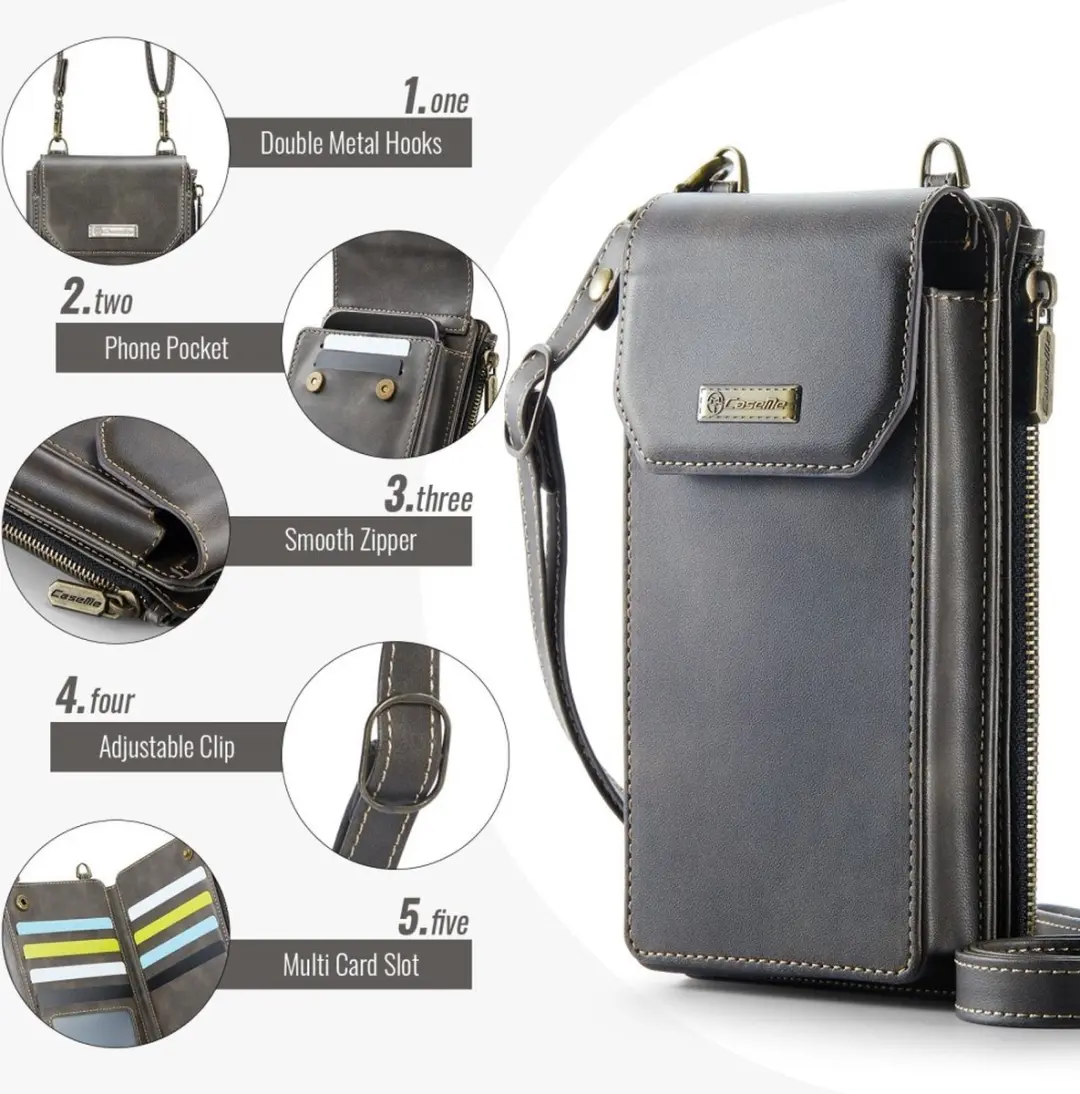 Caseme Me40 Crossbody Telefoontasje - 10 Pasjes - Grijs