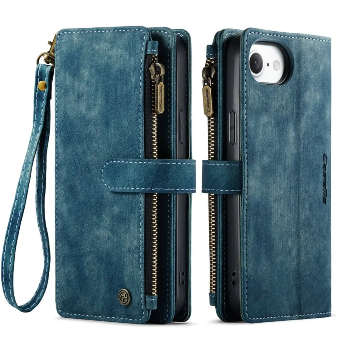 CaseMe C30 Book Case iPhone 16/17 Hoesje - Blauw - 10 Pasjes
