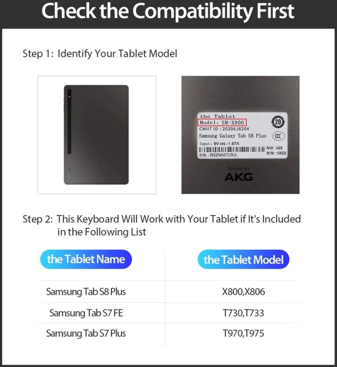 Dux Ducis Tablettoetsenbordhoes Samsung Galaxy Tab S8+/S7+/S7 FE - Zwart