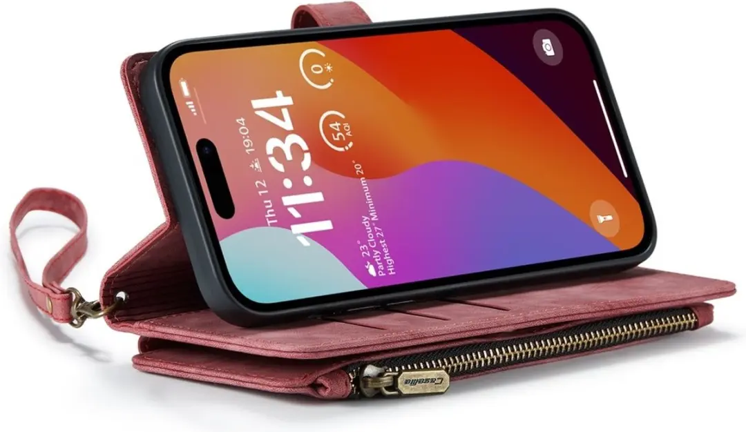 CaseMe C30 Book Case Hoesje iPhone 16 Pro Max - Rood - 10 Pasjes - afbeelding 6 van 6