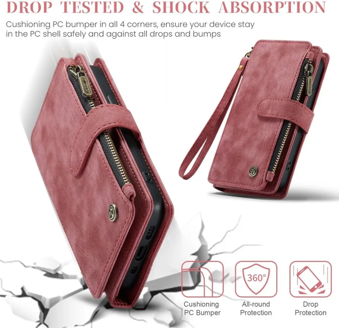 CaseMe C30 Book Case Hoesje iPhone 16 Pro Max - Rood - 10 Pasjes