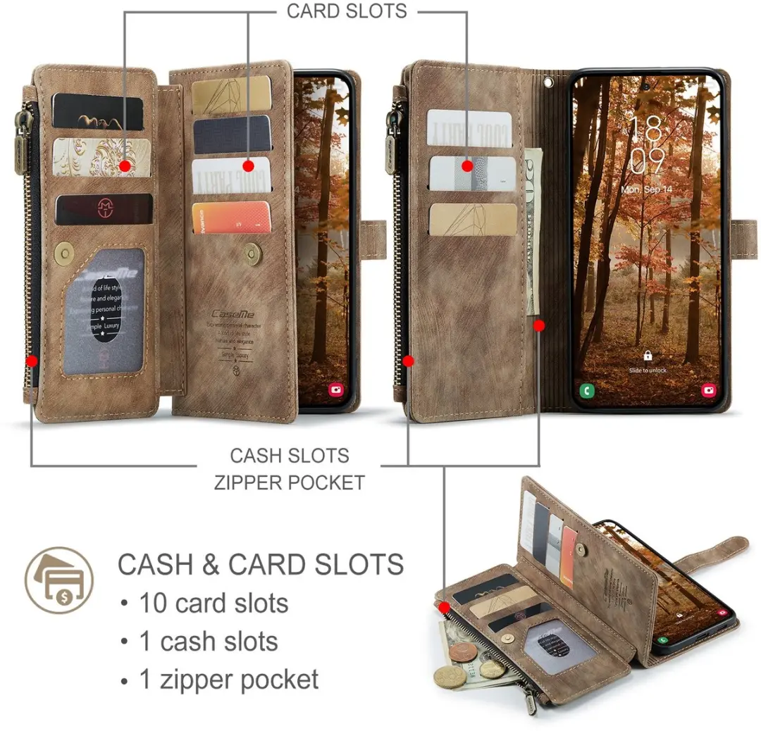 Caseme C30 Book Case Hoesje Samsung Galaxy S26 Plus - Bruin