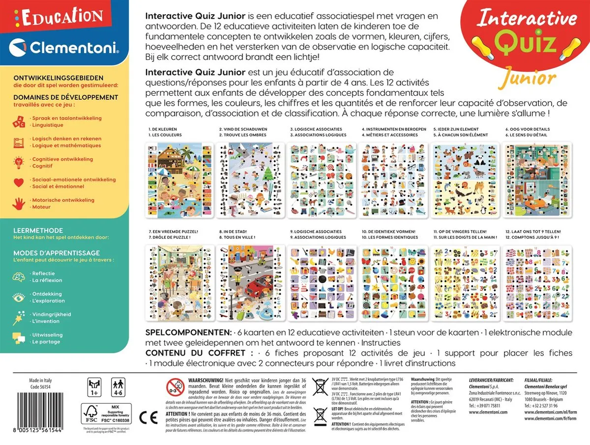 Clementoni Interactive Quiz Junior 56154 - Educatief Speelgoed 4+ - Multicolor