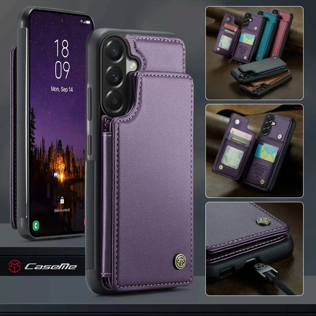 Caseme C22 Hoesje Samsung Galaxy A57 - Paars - 5 Pasjes
