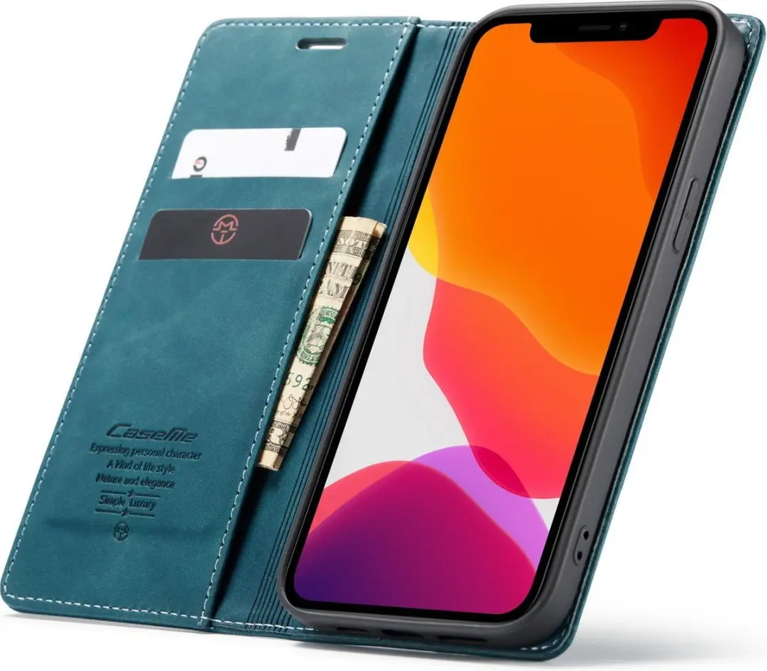 Caseme iPhone 12 Pro Max Hoesje - Blauw - 2 Kaarthouders