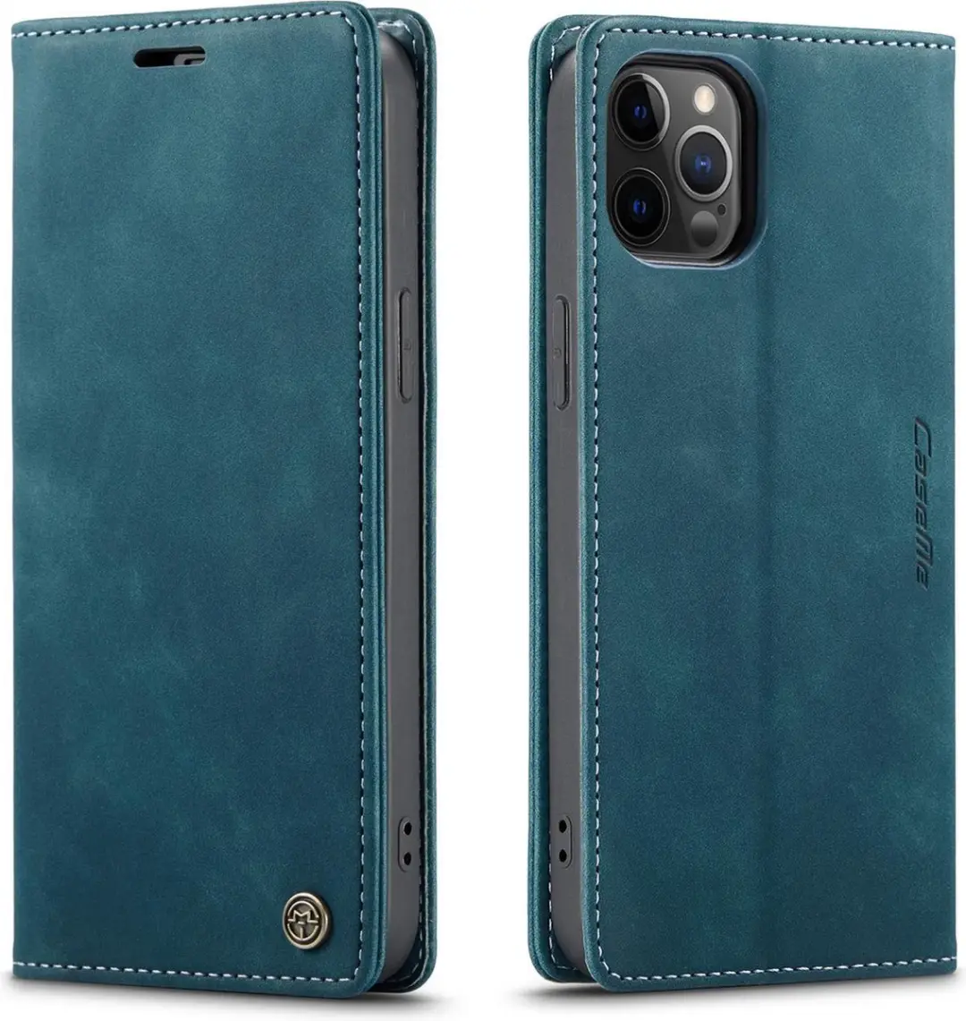 Caseme iPhone 12 Pro Max Hoesje - Blauw - 2 Kaarthouders