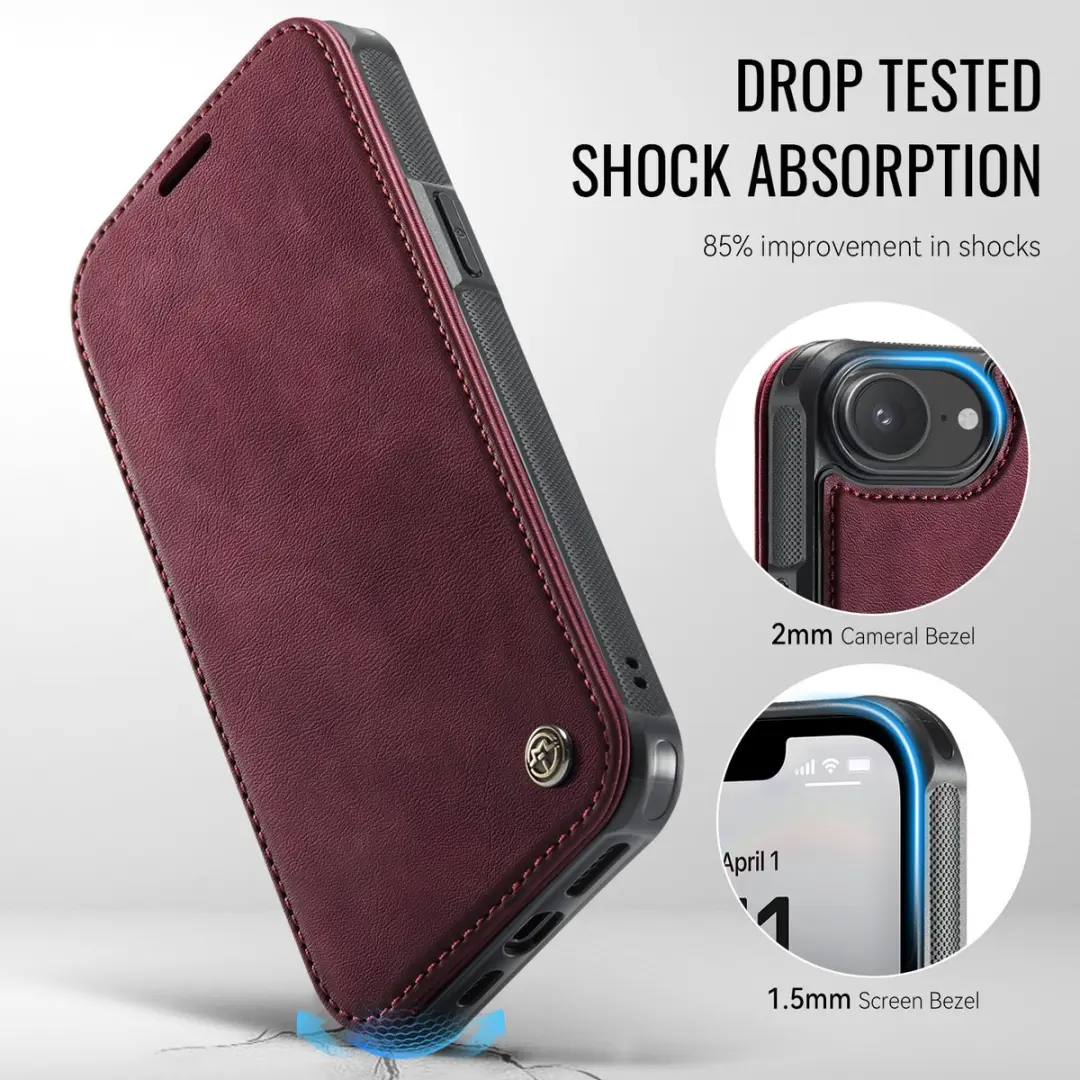 Caseme 053 Slim Book Case iPhone Hoesje - MagSafe - Rood - 3 Pasjes - afbeelding 6 van 6