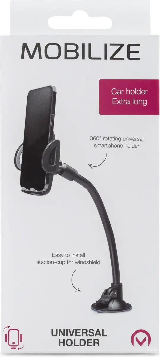 Mobilize Gooseneck Telefoonhouder Auto Zuignap - Zwart
