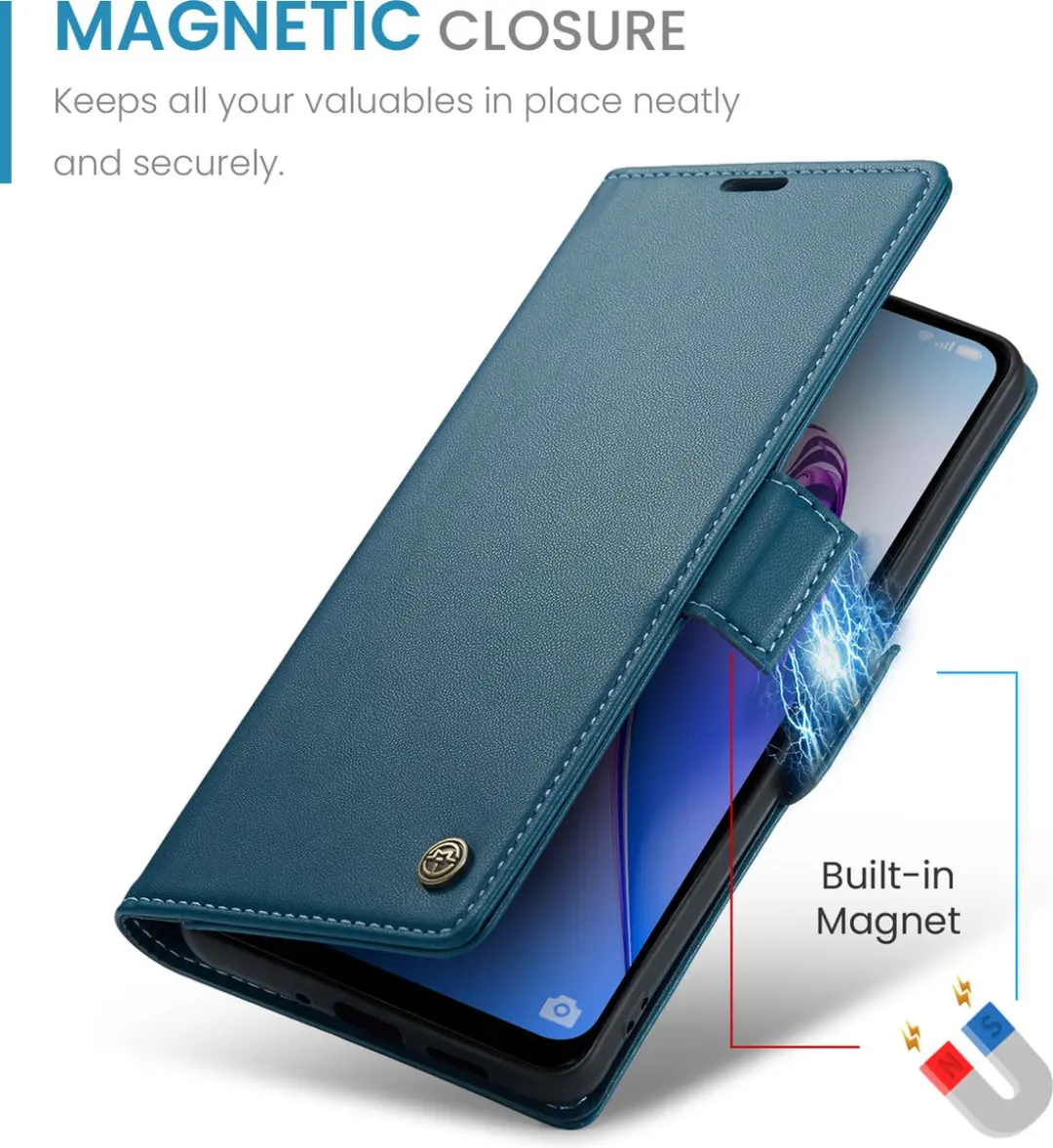 CaseMe Wallet Case OPPO A96 - RFID Blauw