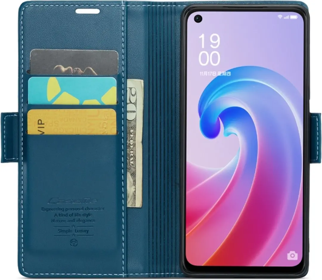 CaseMe Wallet Case OPPO A96 - RFID Blauw