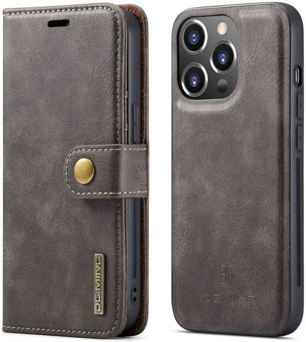 DG.MING iPhone 14 Pro Hoesje 2-in-1 Book Case - Grijs