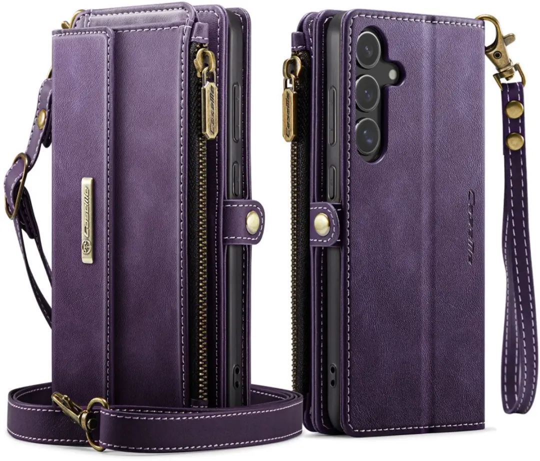 Caseme Samsung Galaxy S25 Hoesje Portemonnee - Paars - 9 Pasjes