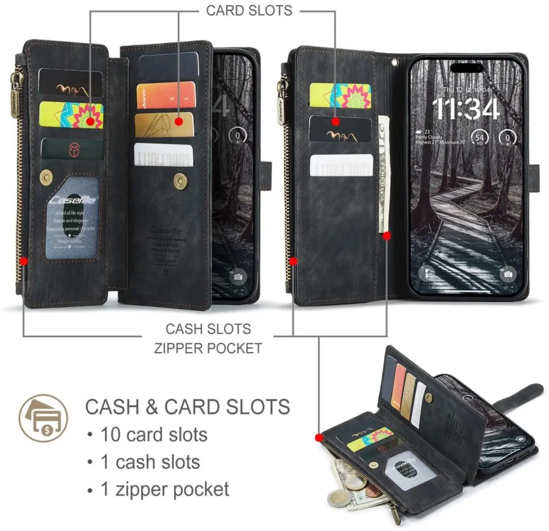 CaseMe C30 Hoesje iPhone 17 Pro Max - Zwart
