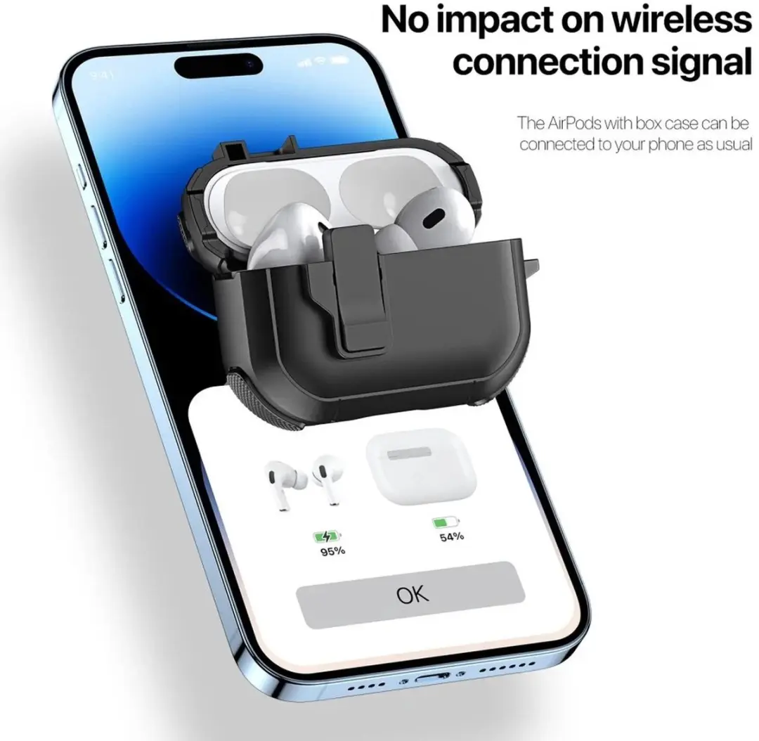 Dux Ducis PECP Hoesje AirPods Pro 1/2 - Aluminum Haak - Wit/Blauw