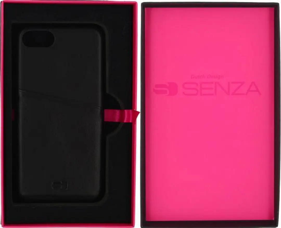 Senza Pure Cardslot iPhone 6/6s Hoesje - Echt Leer - Deep Black