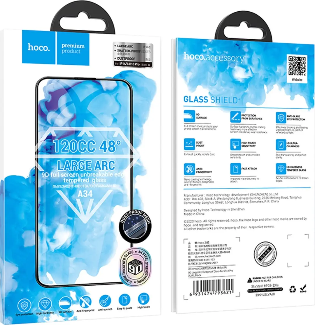 Hoco Glasfolie iPhone 15 Pro - Anti-Kras - Stofvrij