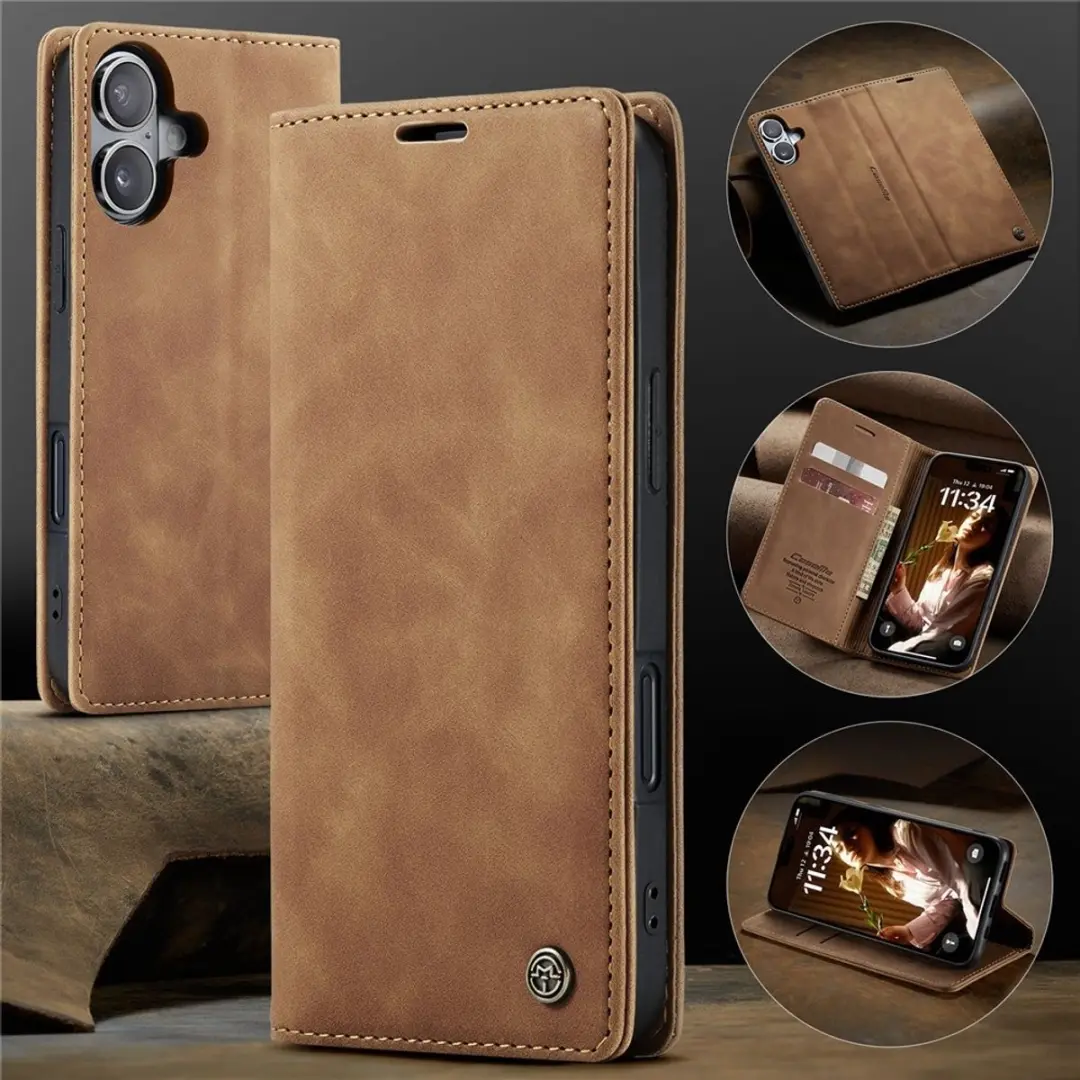 Caseme 013 Book Case iPhone 16 Hoesje - Bruin