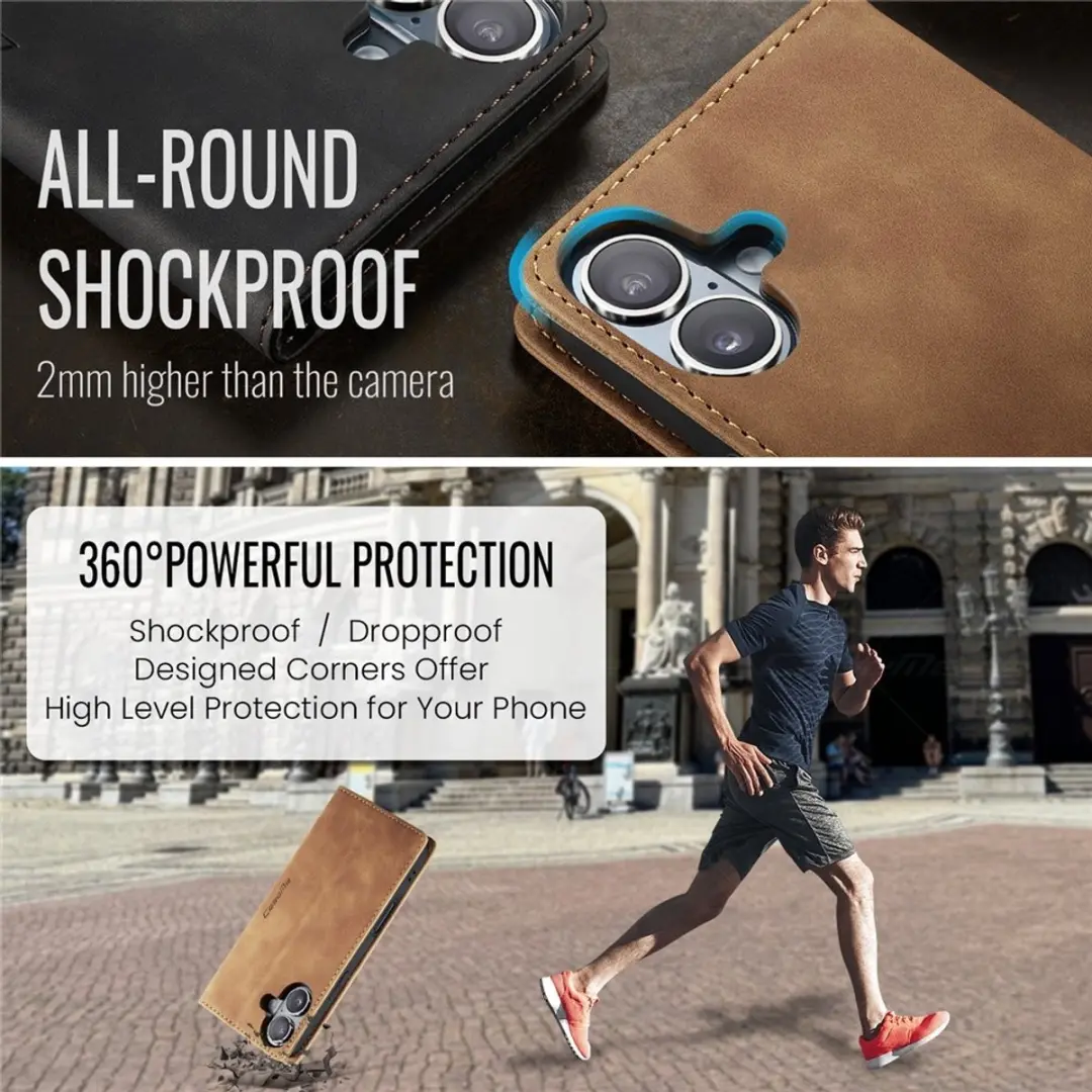 Caseme 013 Book Case iPhone 16 Hoesje - Bruin