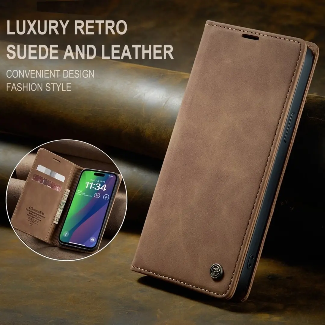 Caseme 013 Book Case iPhone 16 Hoesje - Bruin