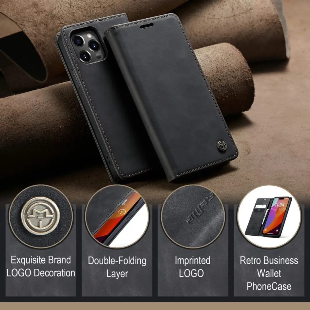 CaseMe 013 Book Case iPhone 16 Pro Hoesje - Zwart