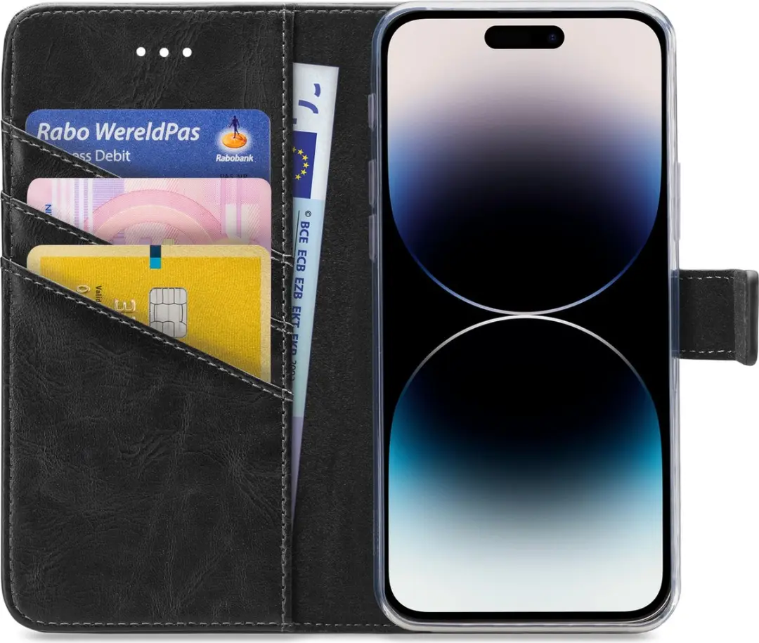 My Style MSFWLT1395 Telefoonhoesje iPhone 14 Pro Max - 3 Pasjeshouder Zwart