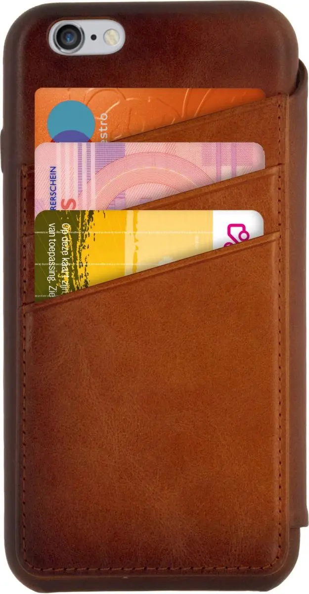 Senza Desire Skinny Leather Wallet WALCS1035 - Apple iPhone 6/6s - 3 Pasjes - Bruin