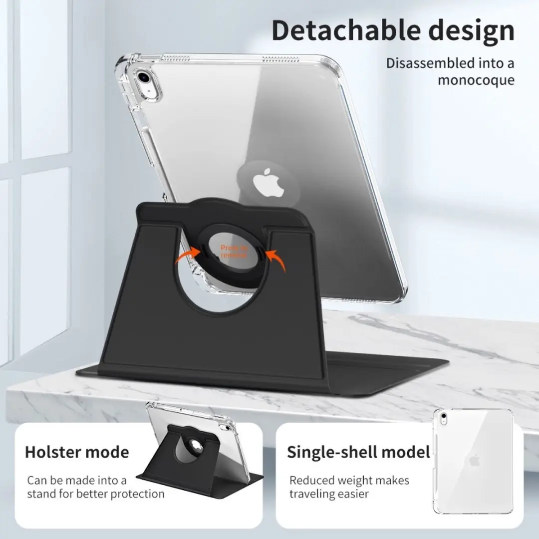 Dux Ducis Toby Tri-Fold Book Case iPad 10.9 (2022) - Hoesje Zwart