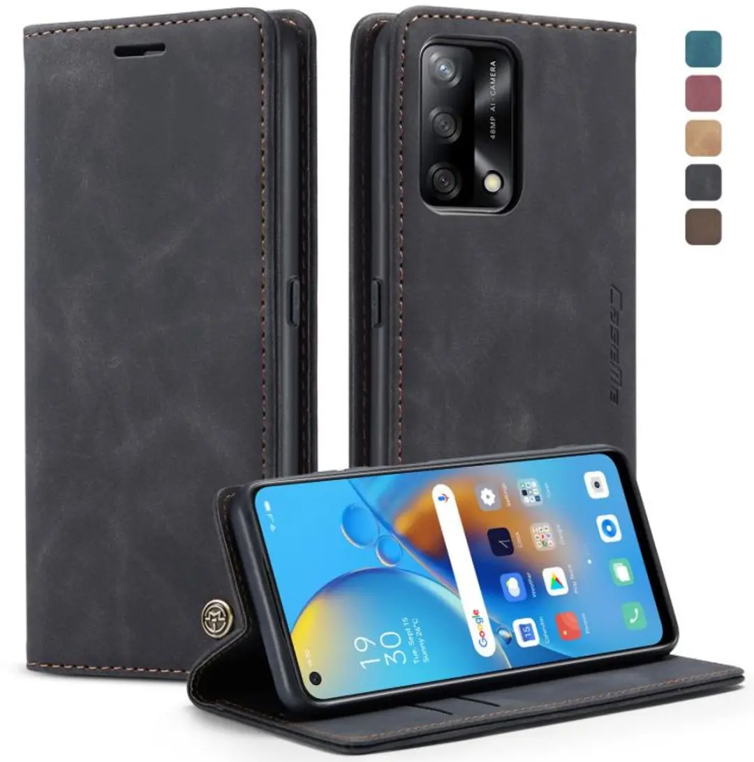 Caseme Bookcase 734VZSG521 Telefoonhoes - Oppo A74 4G - Zwart