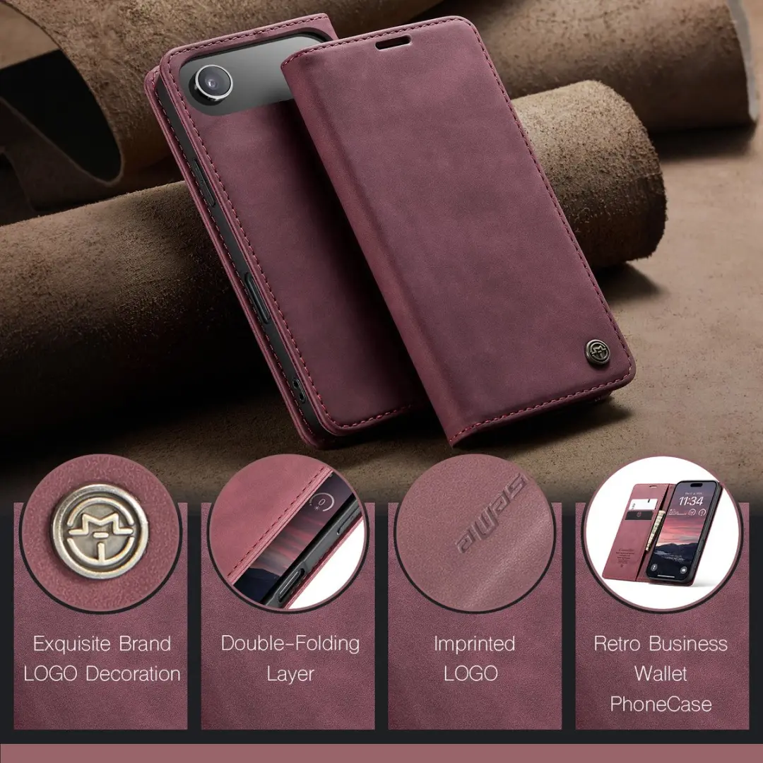 Caseme 013 Book Case Hoesje - iPhone Air - 2 Pasjes - Bordeaux