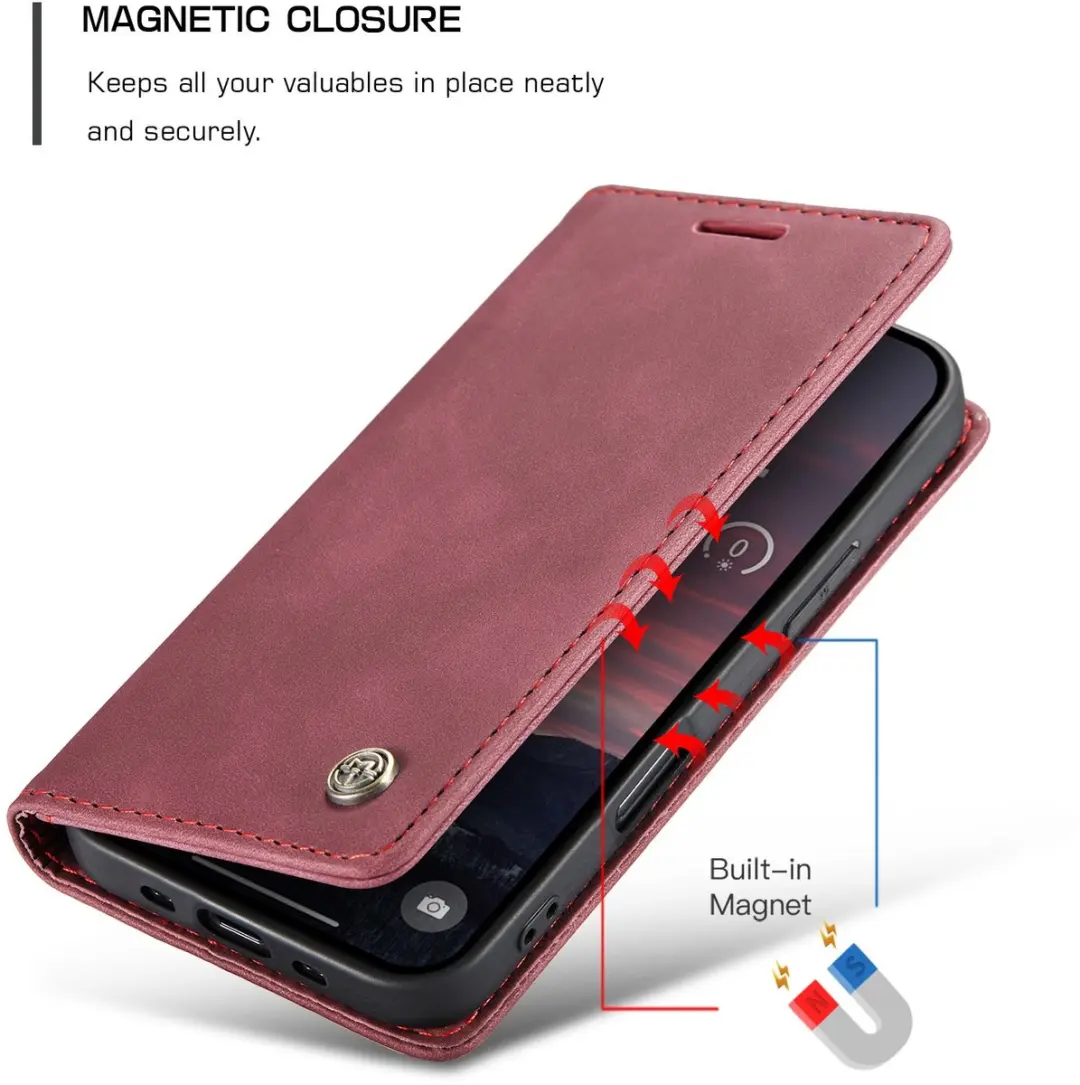 Caseme 013 Book Case Hoesje - iPhone Air - 2 Pasjes - Bordeaux - afbeelding 6 van 6