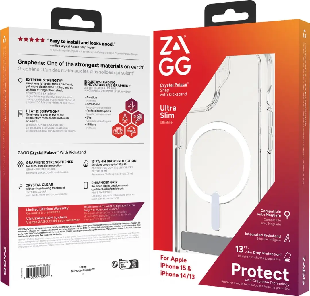 ZAGG Crystal Palace Snap KS iPhone 15 Hoesje - Transparant